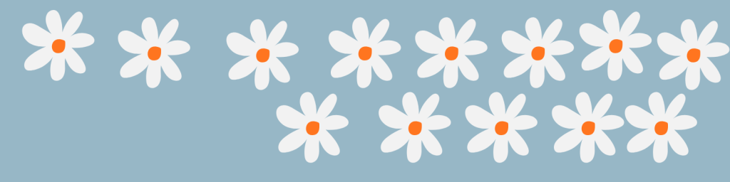 Digital graphic of daisies on chalky blue background